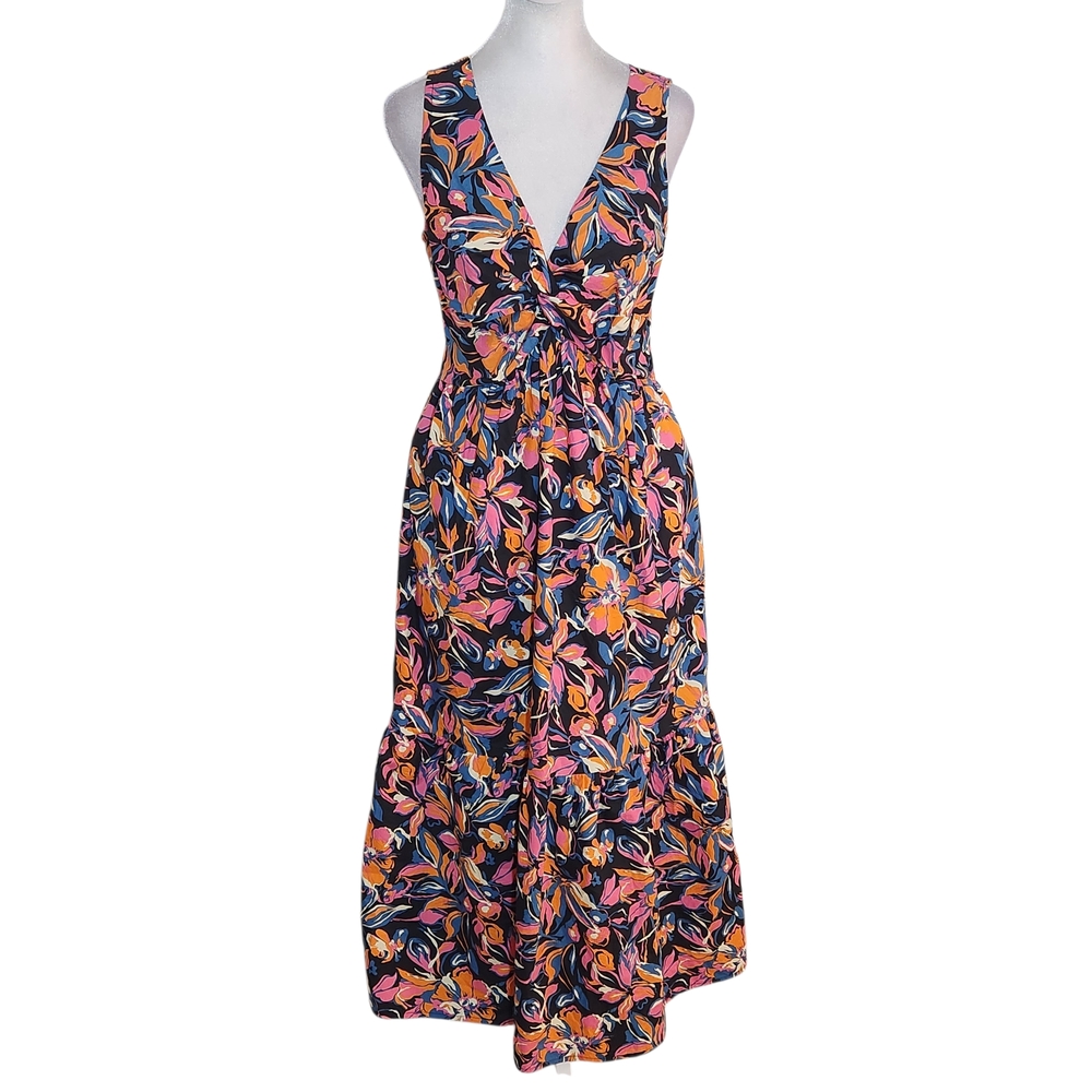 French Connection Cotton Floral Midi Dress Size XL NWT Wedding Guest Dress